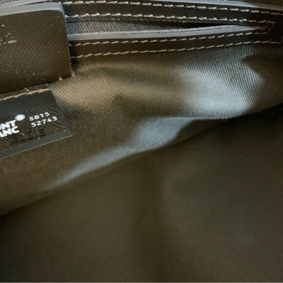 MONTBLANC  BROWN GRAY SIGNATURE BAG PVC LEATHER ITALY Excellent - Picture 9 of 16